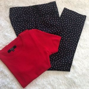 The Limited Blue Floral Print Drew Fit Pants SZ 6